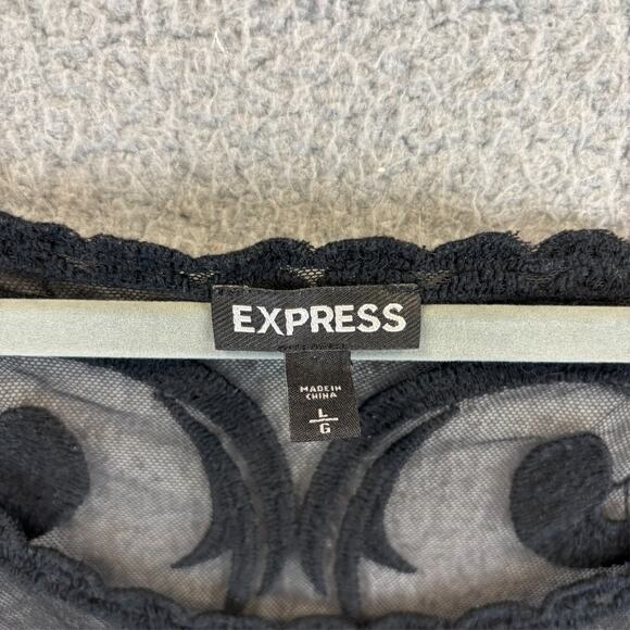 Y2k Sheer Mesh Top Large Black Whimsygoth Dark Romantic Sexy Feminine EXPRESS - Picture 3 of 8